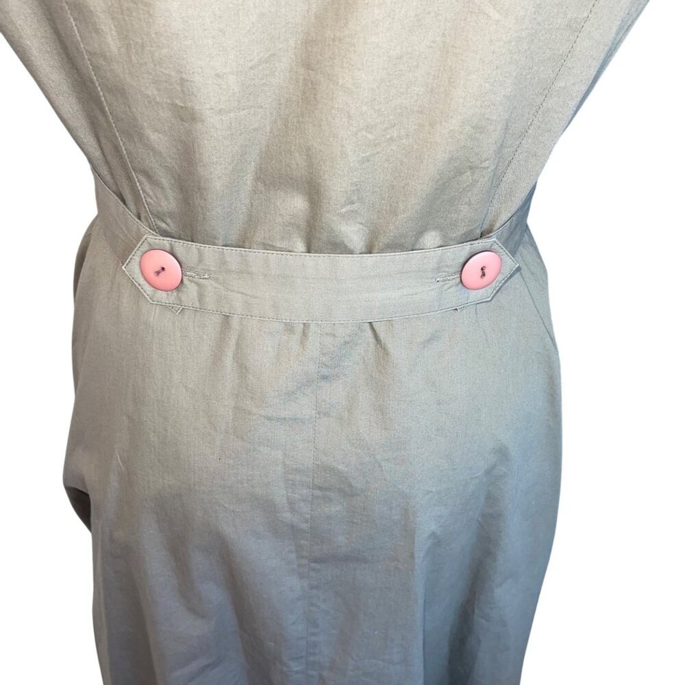 Le Crillon Womens Cotton Button Front A-line Dress Size 6 Khaki Tan Vintage - Picture 7 of 13